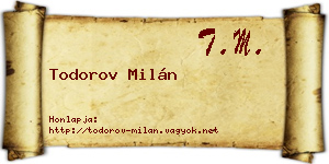 Todorov Milán névjegykártya