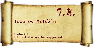 Todorov Milán névjegykártya